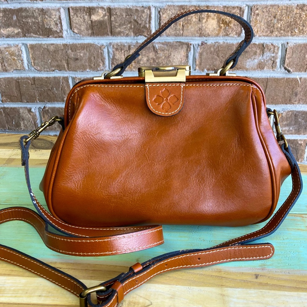 Patricia Nash Gracchi Frame Leather Satchel Crossbody Handbag